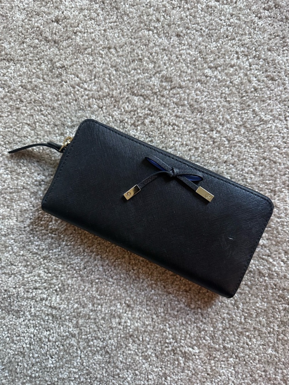 kate spade Black Zip Wallet with Bow Detail
